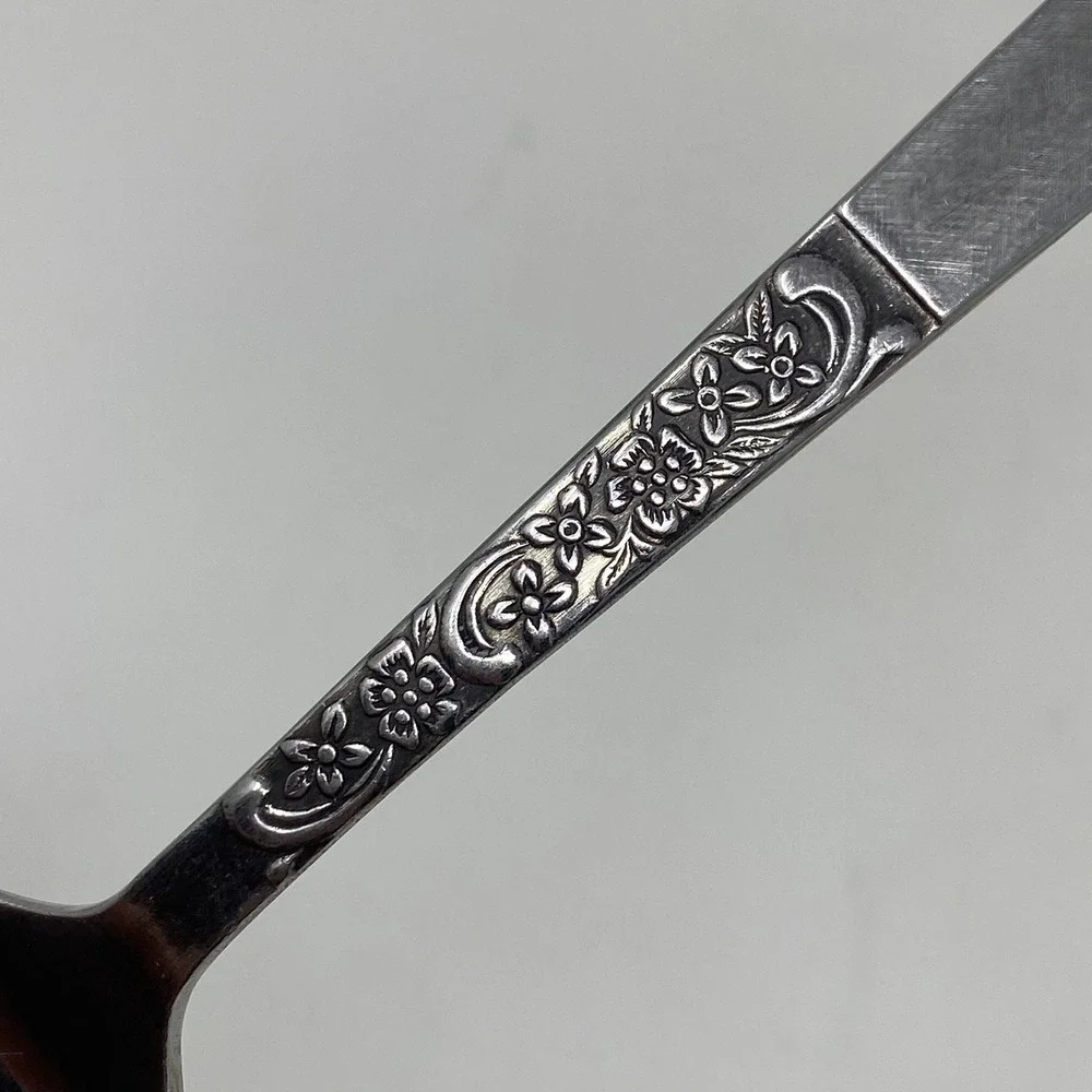National Spoon Silver Donna Pattern Floral Stainless Japan